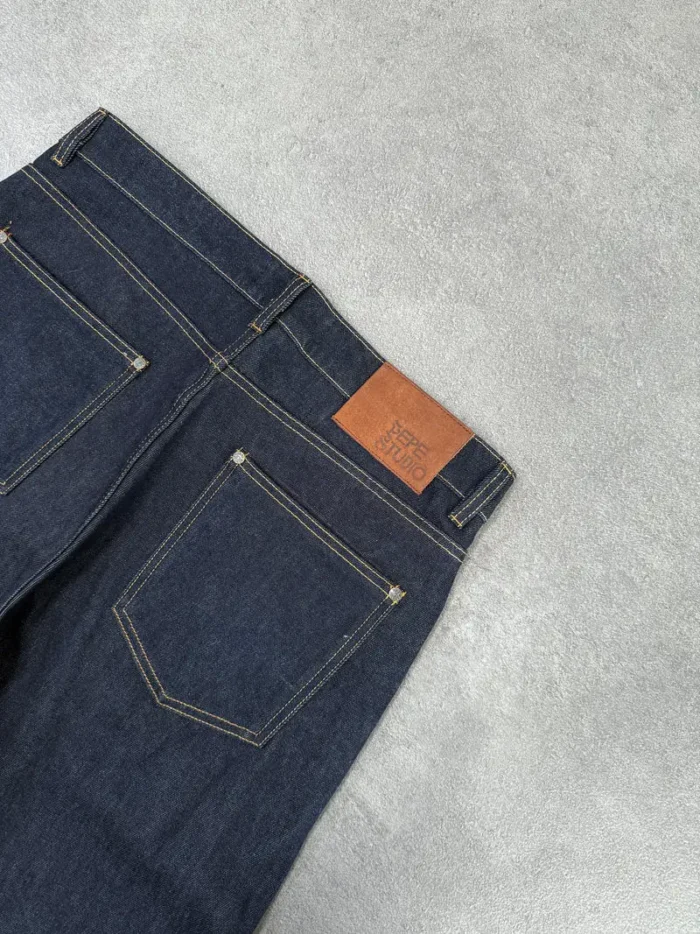 Pantalon en Denim Brut Bleu Foncé Pepe Studio (1)