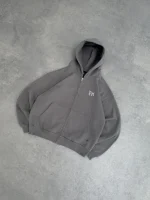 Sweat à Capuche Zippé Gris Anthracite Pepe Studio (2)