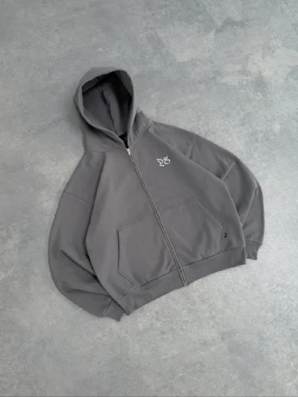 Sweat à Capuche Zippé Gris Anthracite Pepe Studio (3)