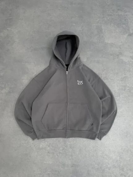 Sweat à Capuche Zippé Gris Anthracite Pepe Studio (4)