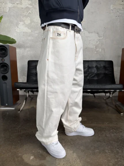 Pantalon en Denim Brut Ivoire Pepe Studio (2)