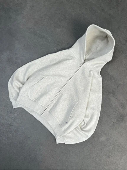 Sweat à Capuche Zippé Gris Doux Pepe Studio (2)