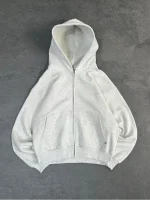 Sweat à Capuche Zippé Gris Doux Pepe Studio (3)