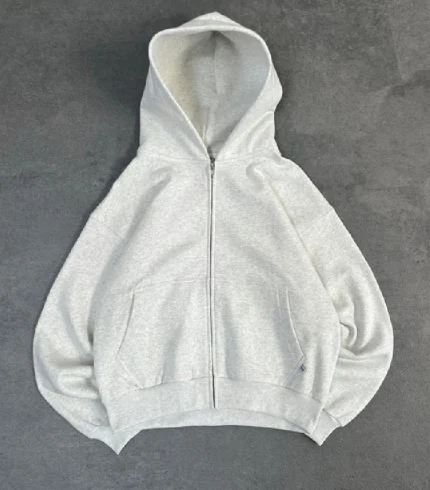 Sweat à Capuche Zippé Gris Doux Pepe Studio (3)