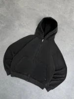 Sweat à Capuche Zippé Pepe Studio Noir Délavé (2)