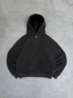 Sweat à Capuche Zippé Pepe Studio Noir Délavé (3)