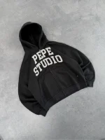 Sweat à Capuche Zippé Pepe Studio à Bords Effilochés (2)