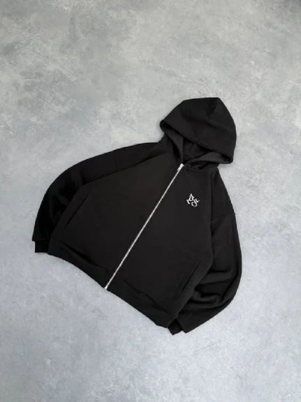Sweat à Capuche Zippé Réversible Noir Pepe Studio (2)