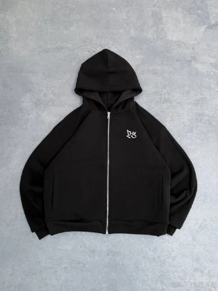 Sweat à Capuche Zippé Réversible Noir Pepe Studio (3)
